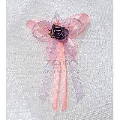 Vonička (vývazek) svatební - fialovo-růžová s růžičkou