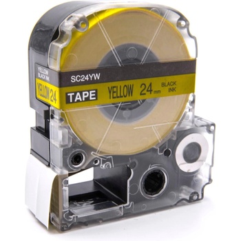 Compatible Epson LC-SC24YW, 24mm x 8m, черен печат / жълт фон, съвместима лента (LCSC24YW)