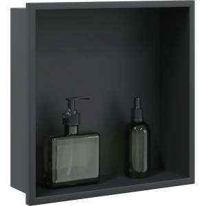 vidaXL Душ ниша, матово черно, 32x32x9 см, неръждаема стомана (4005126)