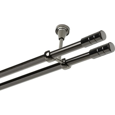OK-GarnýžeCZ - Garnýž kovová dvouřadá 19mm Cylinder double onyx 210 cm do stropu / na tunýlek - bez kroužků