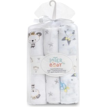 Interbaby ZVIERATKA 80x80 cm BIELO/ŠEDÁ 3 ks