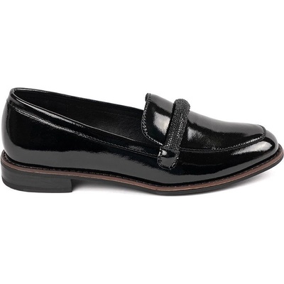 Sergio Leone Stylové dámské černé mokasíny bez podpatku