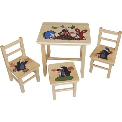 Drew-mix Detský stôl z dreva so stoličkami Krtek Vzor 30