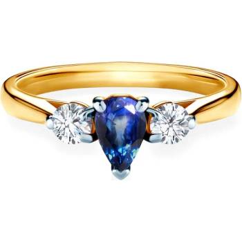 Image 1 of SAVICKI Годежен пръстен Savicki: двуцветно злато, син сапфир, бели сапфири