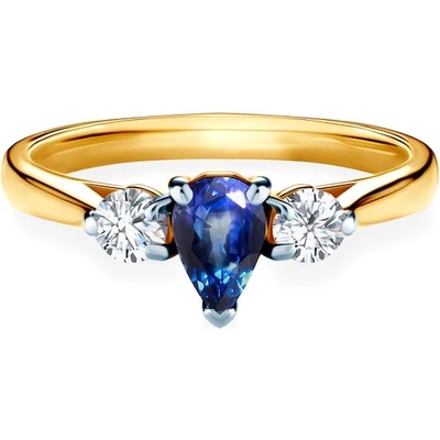 SAVICKI Годежен пръстен Savicki: двуцветно злато, син сапфир, бели сапфири