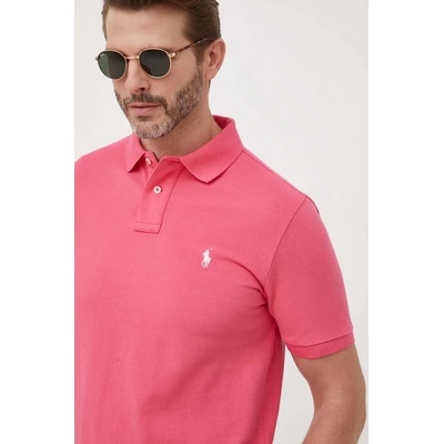 Ralph Lauren Памучна тениска с яка Polo Ralph Lauren в розово с изчистен дизайн 710782592 (710782592)