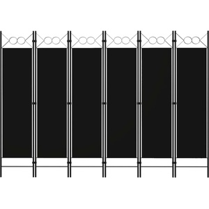 vidaXL Параван за стая, 6 панела, черен, 240x180 cм (320714)
