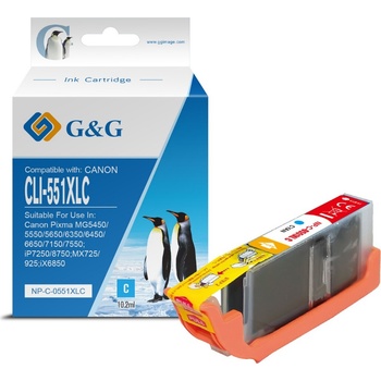 Compatible Глава за CANON PIXMA IP 7250/PIXMA MG 5450/6350 - Cyan - ink tank - WITH CHIP / С ЧИП - /551/ - CLI-551XLC (CLI551XLC) - BS6444B (Compatible-NP-C-0551XLC)