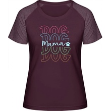 MyMate Predĺžené Tričko MY120 Farebný nápis DOG Mama Burgundy / Heather Burgundy