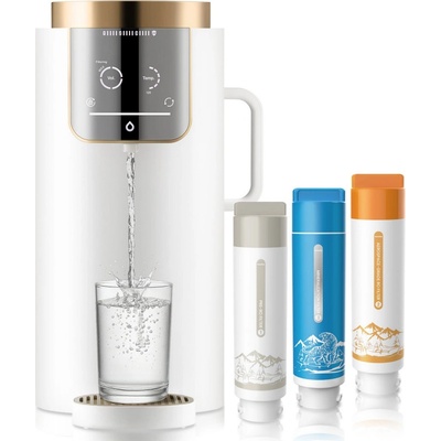 NatureFlow Система за пречистване на вода NatureFlow F4, До 4000 л, Алкална обратна осмоза, Моментална гореща вода, pH 9.5, Тъчскрийн, Бял (F4 - System)