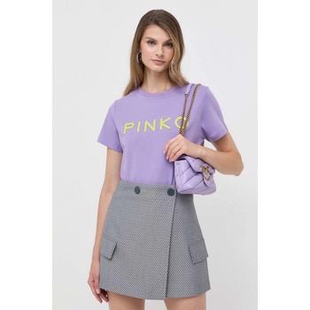 Pinko Bavlnené tričko fialová