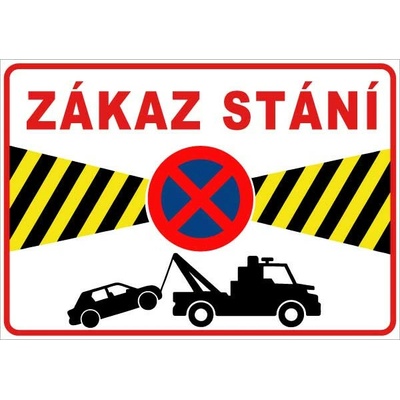 Cedule Neparkovat – zákaz stání s odtahovým motivem (na šířku) - A3 - 30x42 cm / Plast tl. 5 mm cn25