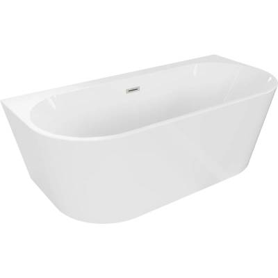 Mexen Oval+ свободностояща вана за стена 170 x 80 см, бяла, преливник от четкан (52681708000-97)