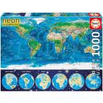 Educa Неонов пъзел Educa от 1000 части - Световна карта (EDU16760)