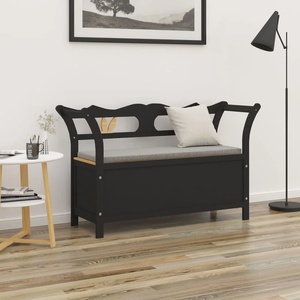 vidaXL Пейка черна 107x45x75, 5 см масивна ела (351776)