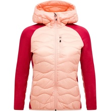 Peak Performance Helium Down Hybrid Hood peach fuzz tech burgundy