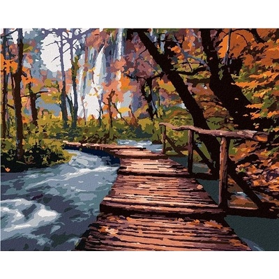 zuty Malování Podle Čísel Dřevěná Promenáda V Parku 80 x 100 Cm Plátno
