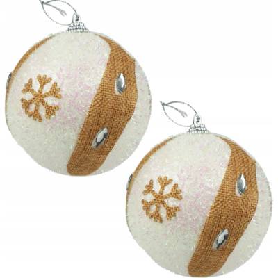 Trend-Deco Vianočná guľa zdobená, Súpravy vianočná guľa 10 cm, 2 ks
