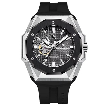 Pagani Мъжки часовник Pagani Design Javelot, Автоматичен, Силикон, Черен / Черен (PD-YS010LINE-BLACK-BL-BL)