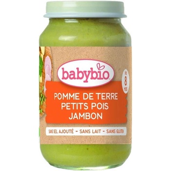 Bebybio Био Зеленчуково пюре - Шунка, Картофи и Зелен грах (8+ месеца) - 200г - Babybio (4100)