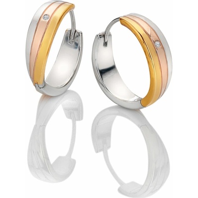 Hot diamonds nadčasové strieborné tricolor náušnice s diamantmi Trio DE841