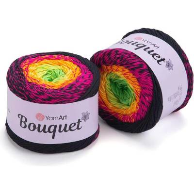 Yarn Art Bouquet 723 černá růžová žlutá zelená