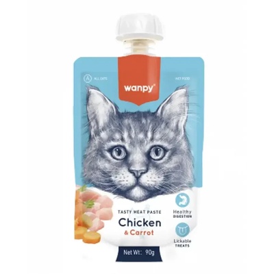 Wanpy Tasty Cat месна паста пиле и морков 90gr