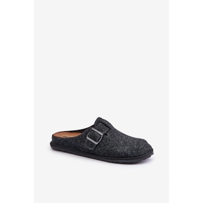 Inblu Comfortable men's slippers with buckle graphite čierna