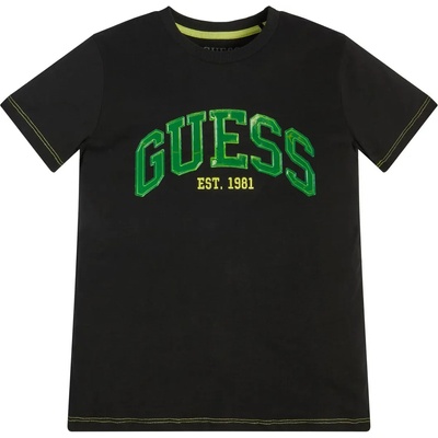 GUESS Тениска с къс ръкав в черно за момче с цветен надпис Guess