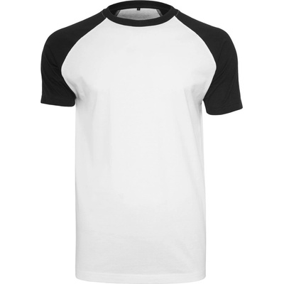 Build Your Brand pánske dvojfarebné tričko s krátkym rukávom biele čierna