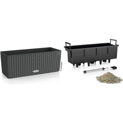Lechuza Balconera Cottage granitová/čiernosivá so samozavlažovacím setom viac veľkostí 80 cm