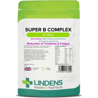 LINDENS Health + Nutrition Super Vitamin B Complex, 90 tablet