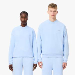 Lacoste Поларена блуза Lacoste Loose Fit Washed Effect Fleece Sweatshirt - Light Blue