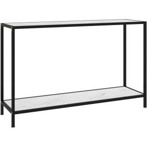 vidaXL Конзолна маса, бяла, 120x35x75 cм, закалено стъкло (322841)