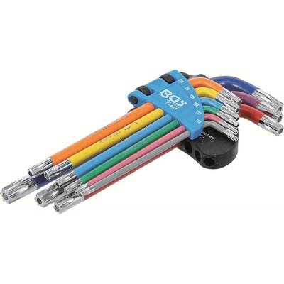 BGS technic Sada zahnutých klíčů vícebarevné T-profil pro Torx s otvorem T10 - T50 9dílná BGS 74461