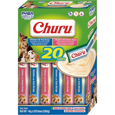Churu Inaba dog snack kuře&tuňák a kuře&losos multipack 20 x 14 g