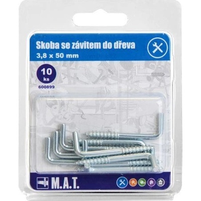 skoba se závitem do dřeva 50x3,8mm Zn (10ks)