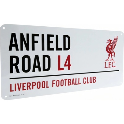 Liverpool FC Plechová ceduľa Liverpool FC, biela, 40x18 cm