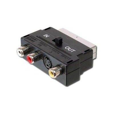 PremiumCord Adapter SCART-3x cinch + S-video s prepínačom IN / OUT