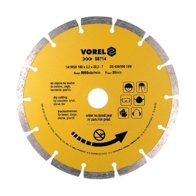 Vorel Kotouč diamantový 180 x 22,2 x 2,2 mm segmentový TO-08714