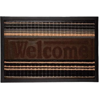 Image 1 of 60 х 40 см кафяво бежова текстилна изтривалка с релеф и надпис Welcome