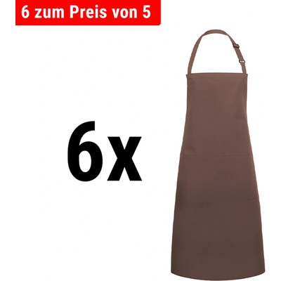 G.Gastro 6 Kusů Karlowsky Zástěra s laclem a kapsou Basic světle hnědá D9785867