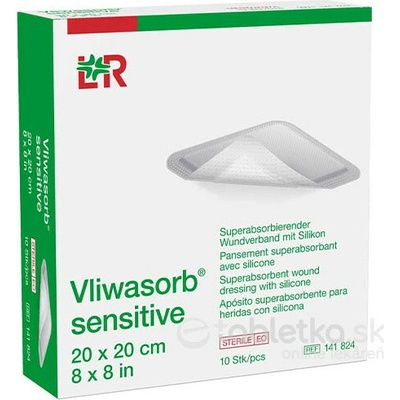 Vliwasorb Sensitive Krytie Na Rany 20 x 30 Cm superabsorpčné, sterilné, so silikónom, 10 ks