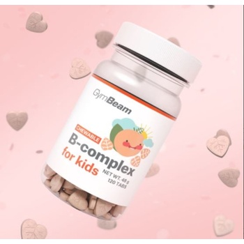 GymBeam B-komplex, tablety na cucání pro děti 120 tablet meruňka