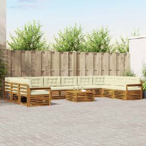 vidaXL Комплекти дивани 11 бр. Натурален и Крема (3374235)
