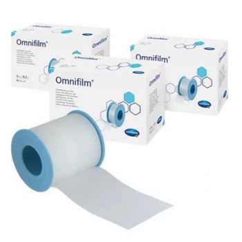 HARTMANN Самозалепваща фиксираща лента 5cm x 5m, Hartmann Omnifilm First Aid Tape Transparent 5cm x 5m