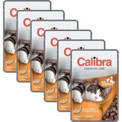 Calibra Котка Възрастен парчета от патица и пиле в сос 6 x 100 г