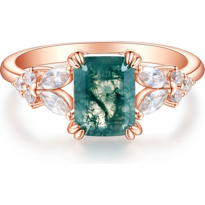 Olivie Stříbrný prsten Mechový achát ROSE 8906