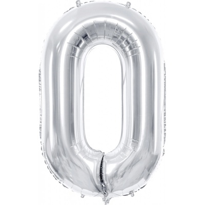 PARTYDECO Foliová číslice- 0 stříbrná 86 cm 553753