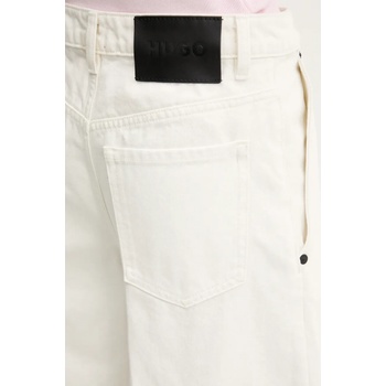 HUGO Памучен къс панталон hugo в бежово с изчистен дизайн с висока талия 50535348 (50535348)